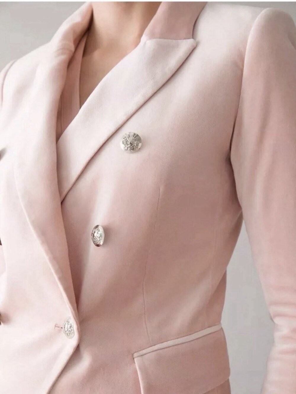 White House Black Market 8 First Blush Pink Blazer Jacket Velvet With Tank-top